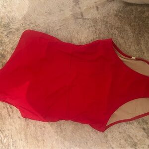 Summersalt red swimsuit. One shoulder